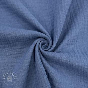 Dvojitá gázovina/mušelín midnight blue ORGANIC