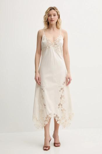 Bavlnené šaty Marciano Guess BROOKE béžová farba, maxi, áčkový strih, 5GGK33 7313A