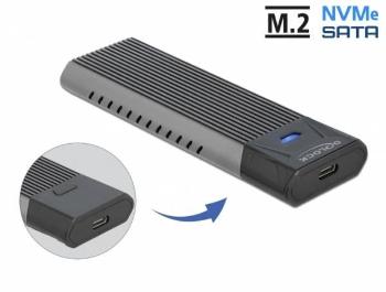 Delock Externé kombinované puzdro USB Type-C™ pre M.2 NVMe PCIe alebo pre SATA SSD - beznástrojové