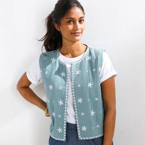 Mušelínová vesta s výšivkou