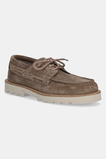 Semišové poltopánky AllSaints Skiff Suede Shoe pánske, hnedá farba, M012FC
