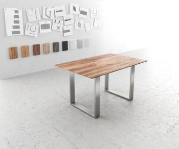 Jedálenský stôl Edge 140x90 sheesham prírodná nerezová oceľ úzka