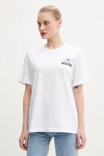 Bavlnené tričko Moschino Jeans dámske, biela farba, 0713 3732
