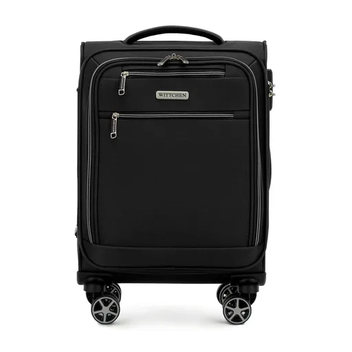 Mäkký kabínový kufor, polyester, čierny 56-3S-171-10