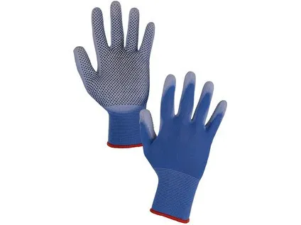 Rukavice BRITA DOTS, máčané v PU a PVC terčíky, vel: 8-9