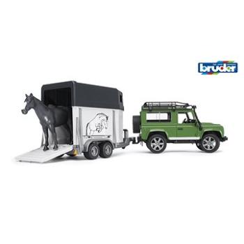 Bruder Land Rover s prívesom na prepravu koní vrátane 1 koňa (4001702025922)