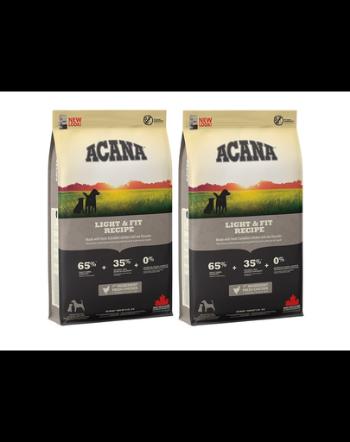 ACANA Light &amp; Fit Dog hrana uscata caini adulti supraponderali 4 kg (2 x 2 kg)