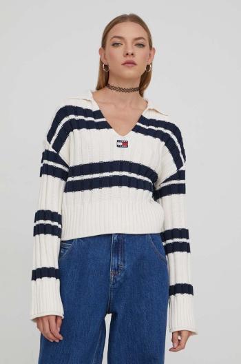 Sveter Tommy Jeans dámsky,béžová farba,DW0DW17321