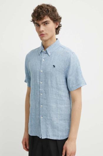 Ľanová košeľa Abercrombie & Fitch regular, s golierom button-down