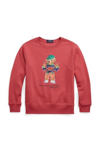 Detská mikina Polo Ralph Lauren červená farba, s potlačou, 323973123001