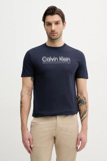 Bavlnené tričko Calvin Klein pánske, tmavomodrá farba, s potlačou, K10K114149