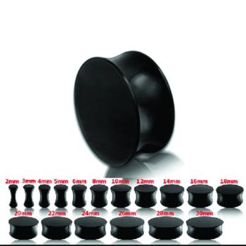 Čierny lesklý sedlový plug do ucha - Hrúbka: 8 mm