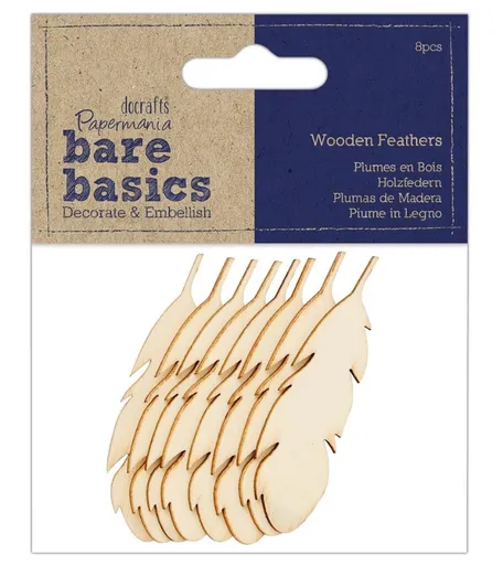 DOCRAFTS - Drevené dekorácie (perie) 8 ks