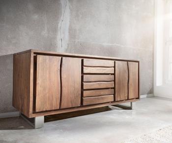 Komoda Live Edge 172 cm akáciová hnedá 3 zásuvky 4 dvierka