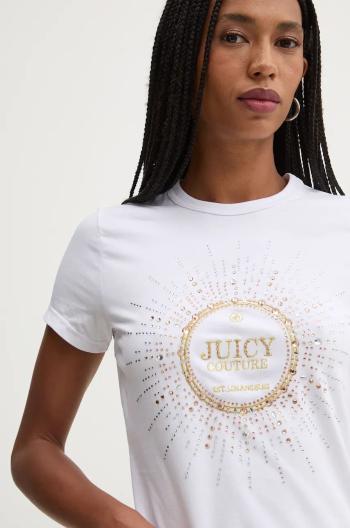 Tričko Juicy Couture HERITAGE CROWN T-SHIRT dámske, biela farba, JCGCT224013