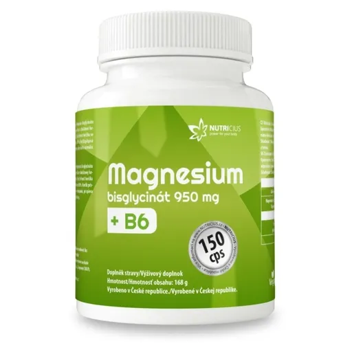 NUTRICIUS Magnesium bisglycinát 950 mg + B6 150 kapsúl