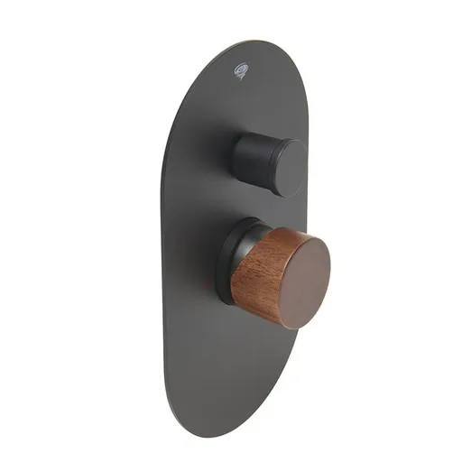 Sprchová a vaňová batéria SAT Fusion vrátane podomietkového telesa páka tmavé drevo SATBSFU215DTC