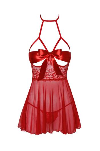 Červená čipkovaná babydoll košieľka KISS247