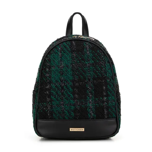 Bouclé batoh v čierno-zelenej kombinácii pre jedinečný vzhľad, 99-4Y-407-1Z.