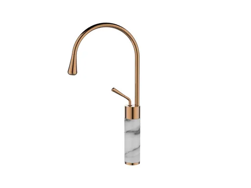 INVENA - Vysoká umývadlová batéria GABRO, biela-meď BU-33-W18-V