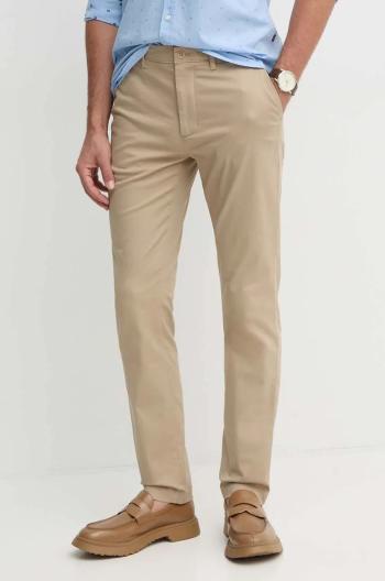 Nohavice Tommy Hilfiger pánske, béžová farba, strih chinos, MW0MW37873