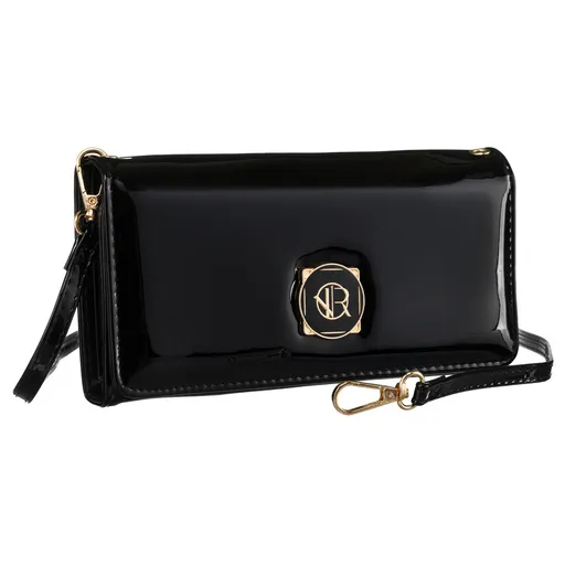 Čierna elegantná kabelka 2v1 z lakovanej ekologickej kože - Rovicky