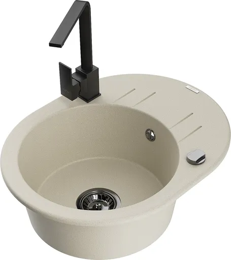 MEXEN/S MEXEN/S - Kevin granitový drez s odkvapkávačom vrátane batérie Rita, béžová 6517-69-670300-70