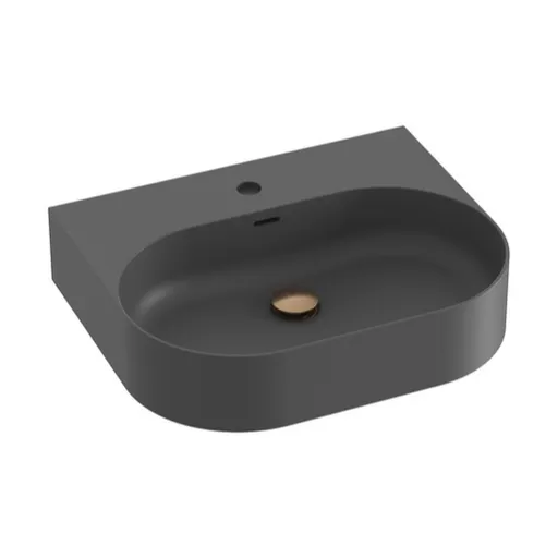 Umývadlo Ravak Ceramic Slim 55,3x45,2 cm antracit otvor pre batériu uprostred XJX03155002