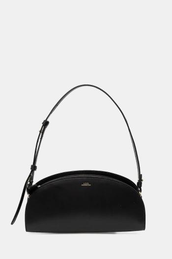 Kožená kabelka A.P.C. sac demi-lune shoulder čierna farba, PXCAX.F61997