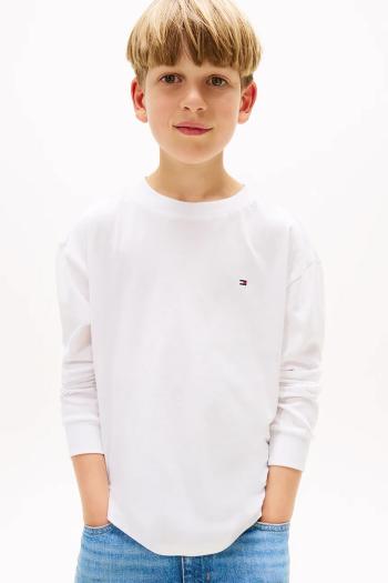 Detská bavlnená košeľa s dlhým rukávom Tommy Hilfiger biela farba, s potlačou, KB0KB09846