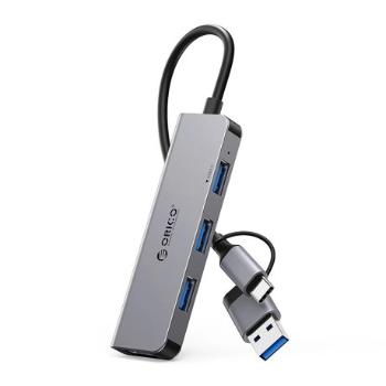 Orico YSA5-U3 HUB adaptér USB / USB-C - 3x USB 2.0 / USB 3.0. šedý