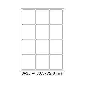 Samolepiace etikety 63,5 x 72 mm, 12 etikiet, A4, 100 listov
