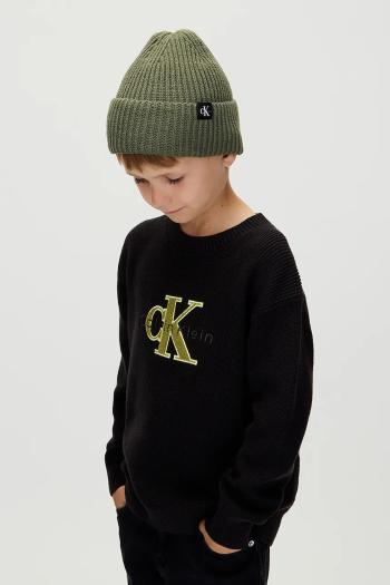 Detská čiapka Calvin Klein Jeans zelená farba biela, IU0IU00440