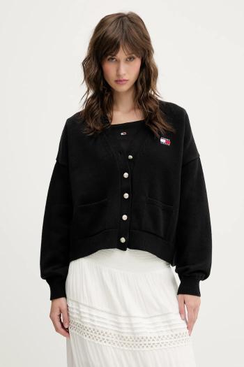 Bavlnený kardigán Tommy Jeans čierna farba, DW0DW20257
