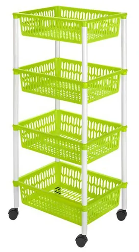 Plastový regál na kolieskach 4 košíky HEIDRUN 40x30x89cm MIX farieb