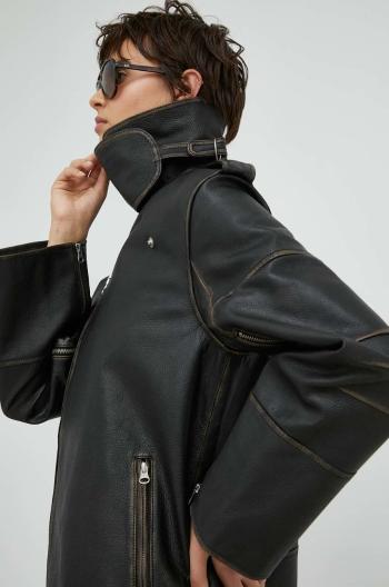 Kožená bunda By Malene Birger dámska, hnedá farba, prechodná,