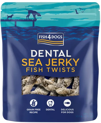FISH4DOGS Maškrty pre psov DENTAL SEA morská ryba - závitky 100 g