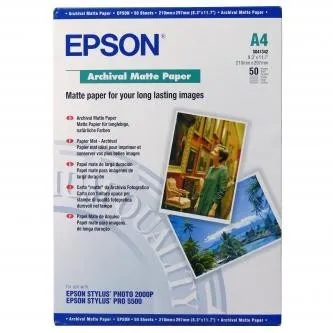 Epson Archival Matte Paper C13S041342, 21x29,7cm, A4, 50ks, atramentový, biely, foto papier