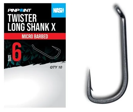 Nash háčiky twister long shank x micro barbed 10 ks - veľkosť 2