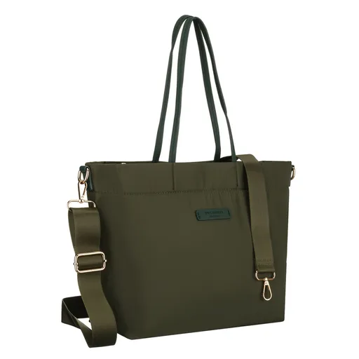 Dámska zelená nylonová shopper kabelka – priestranná, elegantná a pohodlná