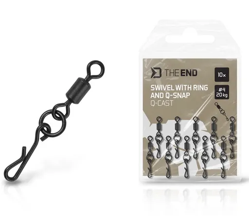 Delphin pevnostný obratlík s krúžkom a rýchloklipom theend q-cast #4 20 kg 10 ks