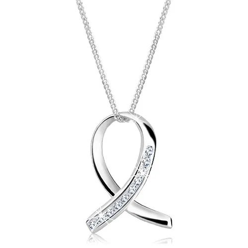 Retiazka a prívesok zo striebra 925 - lesklá stuha so zirkónmi