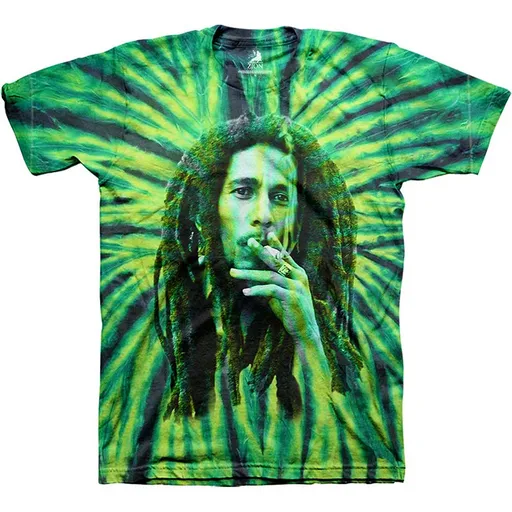 Bob Marley tričko Smoke Zelená S