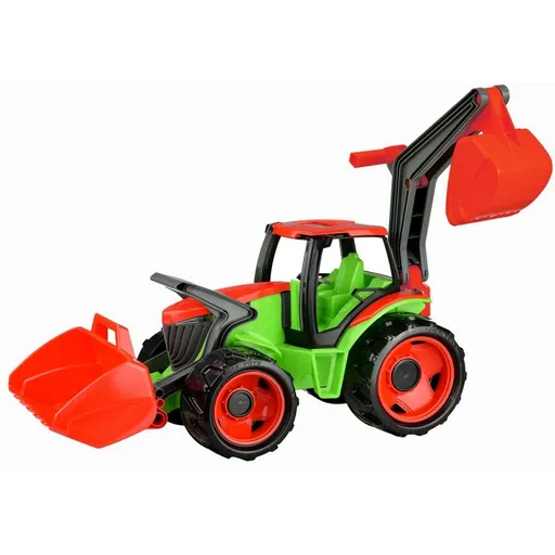 Lena Veľký traktor s lyžicou a bagrom plast zeleno-červený, 65 cm