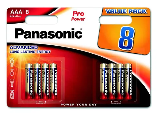 PANASONIC Alkalické batérie - Pre Power AAA 4+4F 1, 5V balenie - 8ks