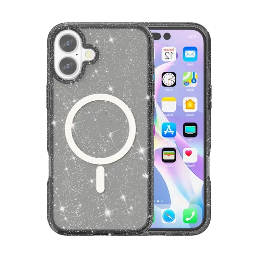 GLITTER MAGSAFE Ochranný kryt pre Apple iPhone 16 Plus čierny
