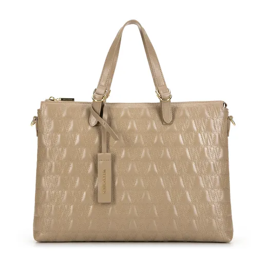 Damska torba na laptopa 14'' w geometryczny wzór beżowa 99-4E-633-9