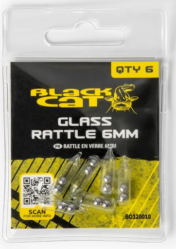 Black cat chrastítka glass rattle 6 mm 6 ks