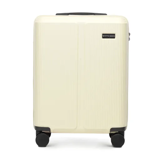 Malý kufor Vyrobený z ABS s jemnými pruhmi, krémový 56-3A-601-89