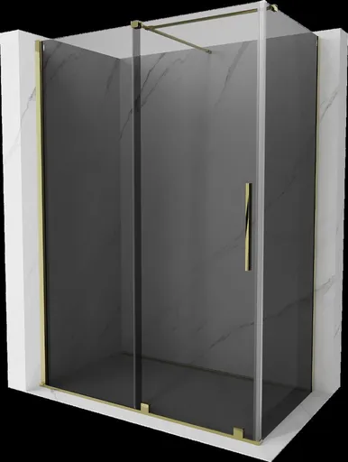 MEXEN/S - Velár sprchovací kút, posuvné dvere 150 x 90, grafit, zlato 871-150-090-41-50